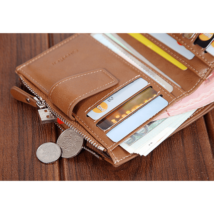 Men Faux Leather Retro Personalized Wallet Card Holder - MRSLM