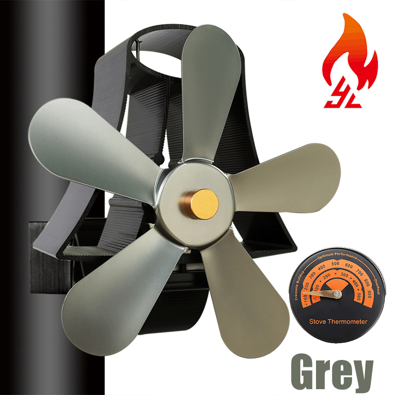 Ipree® 5 Blades Fireplace Fan Thermal Heat Power Stove Fan Wood Burner Fan - MRSLM