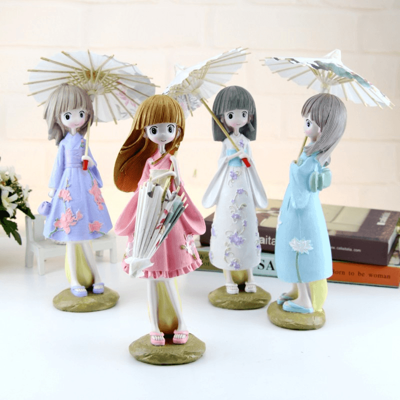 Umbrella Kimono Girl Resin Craft Decoration - MRSLM