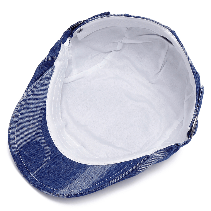 Unisex Denim Short Brim Distressed Blue Sunshade Peaked Cap - MRSLM