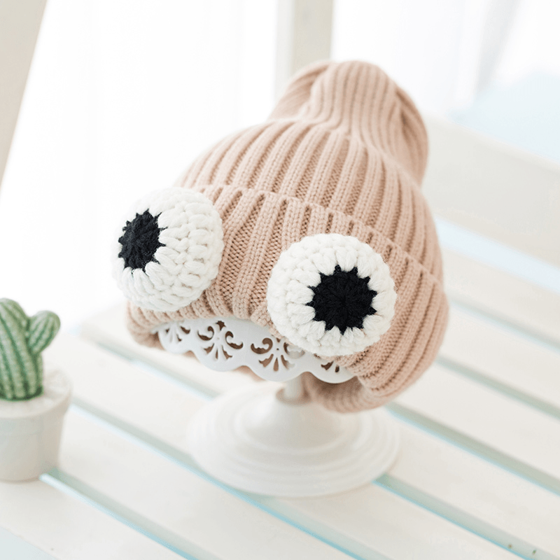 Autumn and Winter Baby Hats Korean Version of Big Eyes Girls Knitted Hats Boys Ear Protection Warm Hats Children'S Woolen Hats - MRSLM