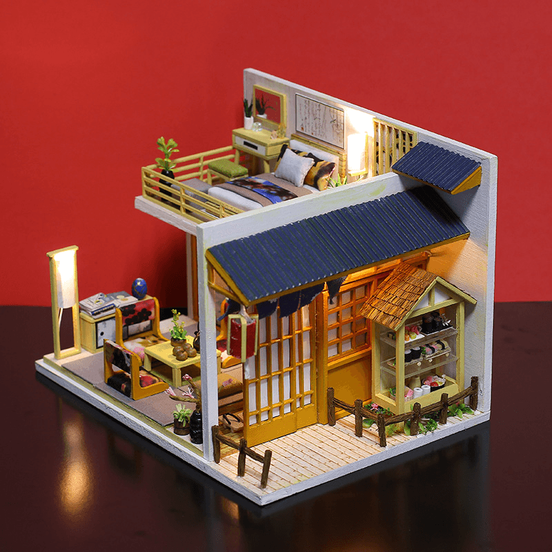 Iiecreate J-002 Japanese Plain Room Handmade DIY Cabin Doll House with Dust Cover Music Motor - MRSLM