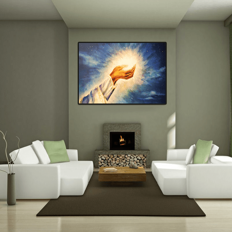 Miico Hand Painted Oil Paintings Light of Christ Wall Art Home Decoration Paintings - MRSLM