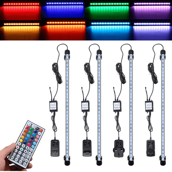 53CM RGB LED Aquarium Fish Tank Light IP68 Color Changing Bar Submersible Lamp + Remote Control AC110-240V - MRSLM