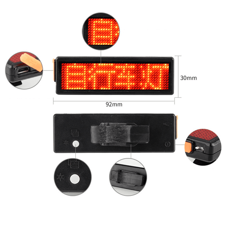 XANES DIY Bicycle Taillight Programmable LED Electronic Advertising Display Bike Light USB - MRSLM