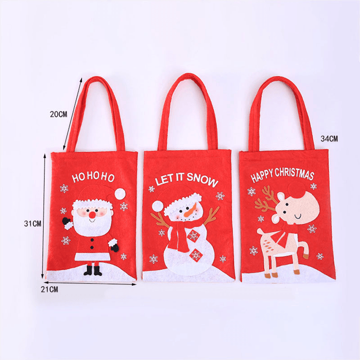 Child Cute Festive Christmas Santa Claus Elk Pattern Decoration Candy Snack Bag Handbag - MRSLM