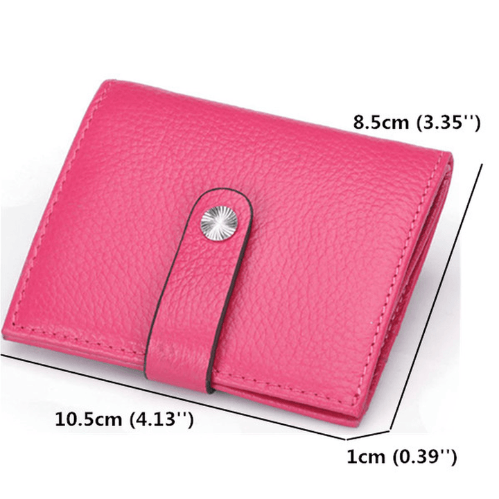 Women Hasp Short Wallets Genuine Leather Purse Card Holder Coin Bags - MRSLM