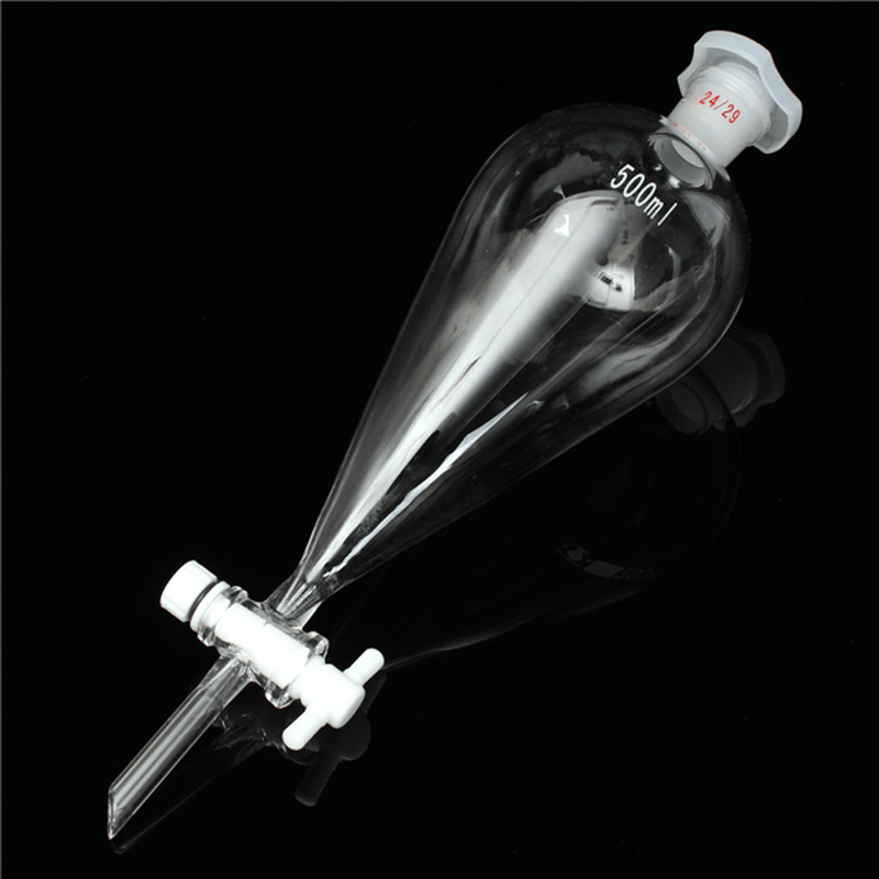 500Ml 24/29 Joint Lab Glass Pear Shape Separatory Funnel with PTFE Stopcock - MRSLM