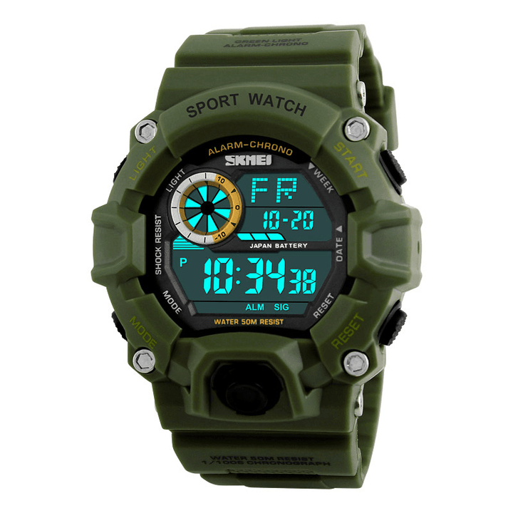 SKMEI 1019 Digital Watch Fashion Multi-Funcional Sports Chronograph 50M Waterproof Men Wrist Watch - MRSLM