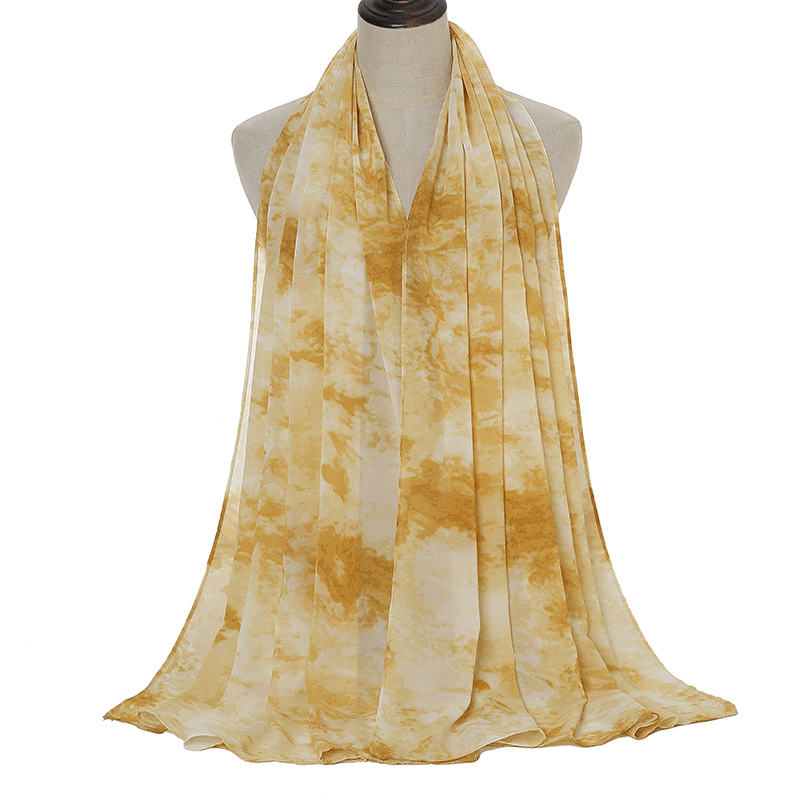 Tie-Dye Printed Pearl Chiffon Scarf Shawl - MRSLM