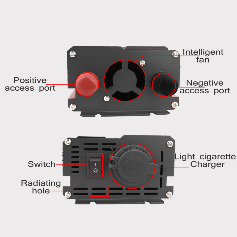 4000W DC 12V/24V to AC 220V Power Inverter Digital Modified Sine Wave 4 USB Port 2 Sockets - MRSLM