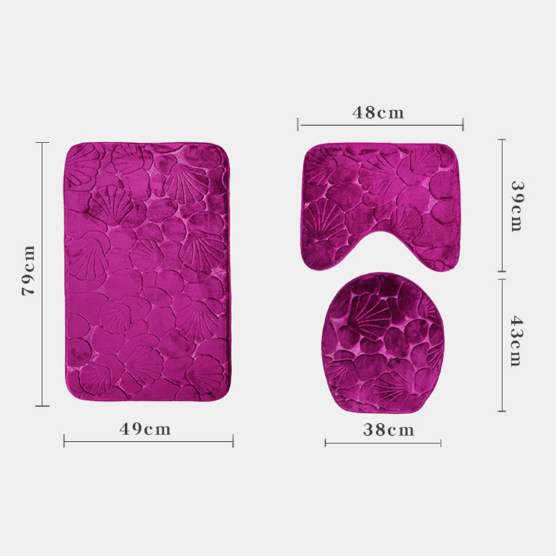 3Pcs Embossing Bath Mat for Bathroom Memory Foam Bathroom Carpet Mat Toilet Mat Bathroom Floor Rug - MRSLM