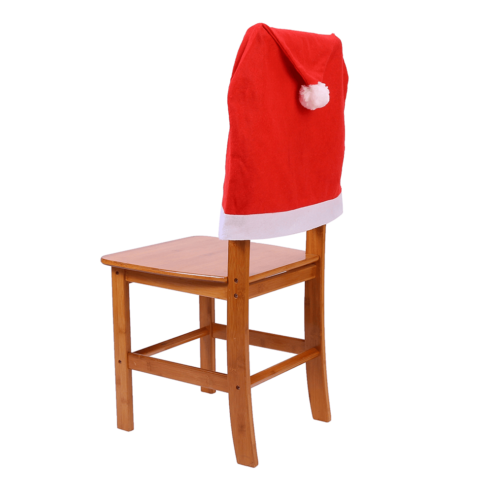 Red Hat Chair Cover Santa Claus Party Decor Slipcover Kitchen Table - MRSLM