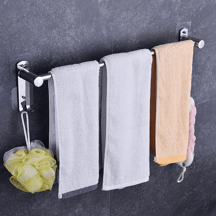 80Cm Stainless Steel Single Double Shelf Wall Mounted Bath Towel Rail Rack for Bathroom Storage Shelf Towel Racks - MRSLM