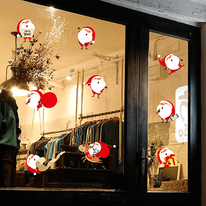 Miico XH7224 Christmas Sticker Cartoon Santa Claus Wall Stickers Removable for Christmas Room Decoration - MRSLM