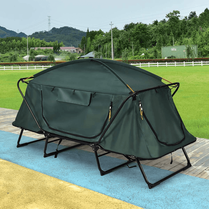 2 Person Camping Tent off the Ground Folding Waterproof Double Layer Cold Protection Anti-Wind Sunshade Dome Canopy Hiking Travel with Carry Bag - MRSLM