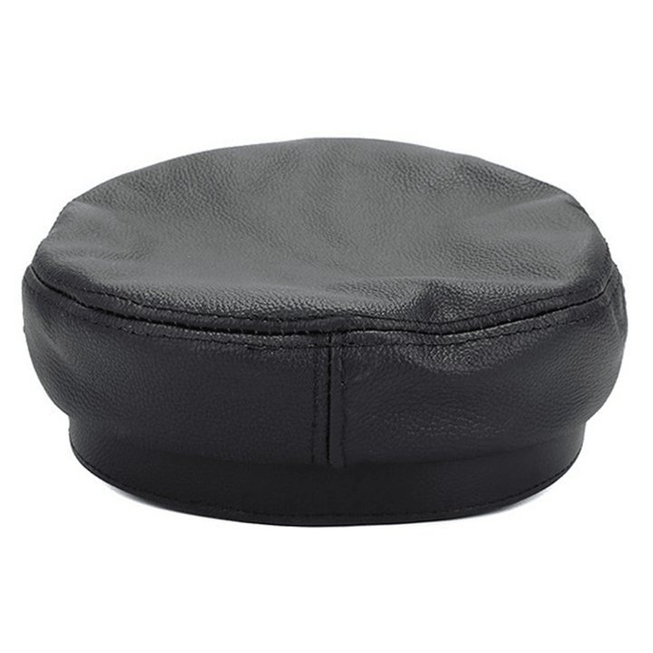 Unisex Genuine Leather Breathable Flat Hats Adjustable Cap - MRSLM