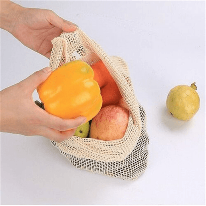 Degradable Organic Cotton Mesh Bag Vegetable Fruit Container for Home Garden Storage - MRSLM