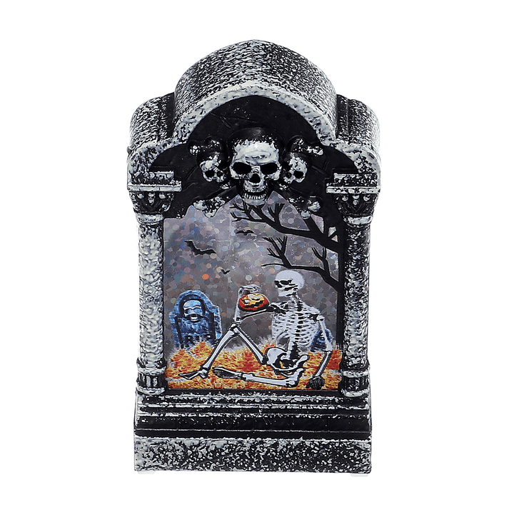 Halloween LED Light Lamp Skeleton Tombstone Castle Plastic Prop Party Gift Decor Table Lamp - MRSLM