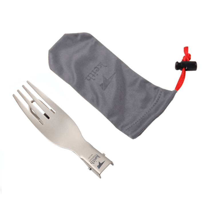 Keith Ti5303 Titanium Folding Fork Ultralight Spork Cutlery Outdoor Camping Picnic Tableware - MRSLM