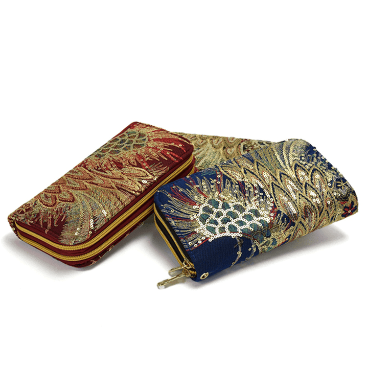Women Embroidered National Style Wallet 6 Inches Phone Bag - MRSLM