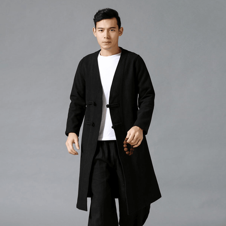 Large Size Men'S Jacket with Chinese Disc Button - MRSLM