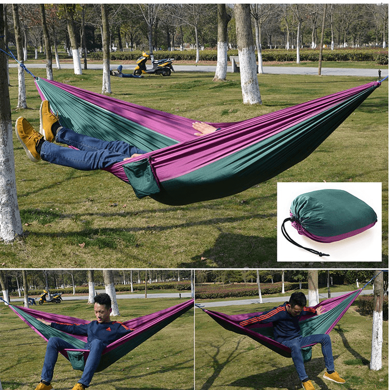 Outdoor Camping Hammock Parachute Cloth Lightweight Nylon Portable Hammock for 1-2 People 260 X 140CM - MRSLM