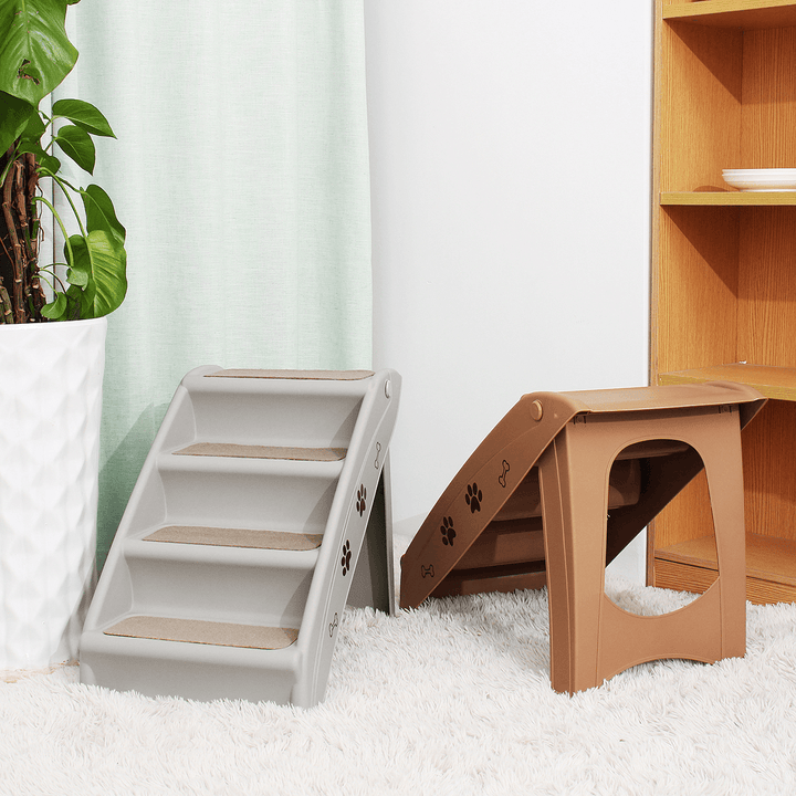 4 Steps Stairs for Small Dog Cat Dog House Pet Ramp Ladder Anti-Slip Removable Dogs Bed Pet Folding Stairs - MRSLM