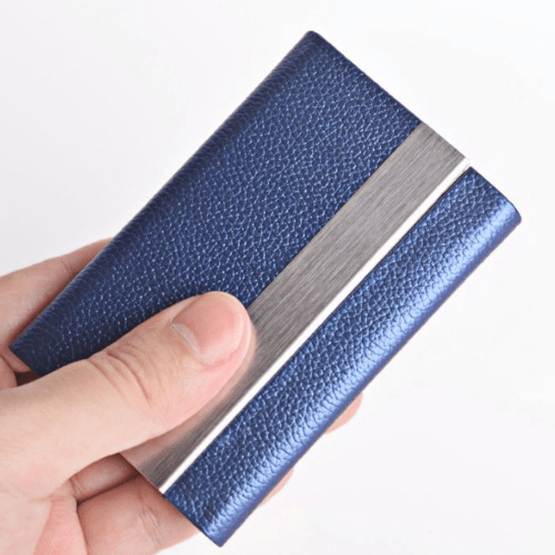 Ipree® Ultra-Thin Minimalist PU Wallets Stainless Steel Metal Card Holderportable ID Card Storage Box for Men - MRSLM