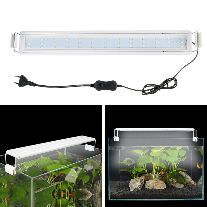 Aquarium Fish Tank EU Plug LED Light Over-Head Blue+White Lamp Plants Moon Lighting - MRSLM