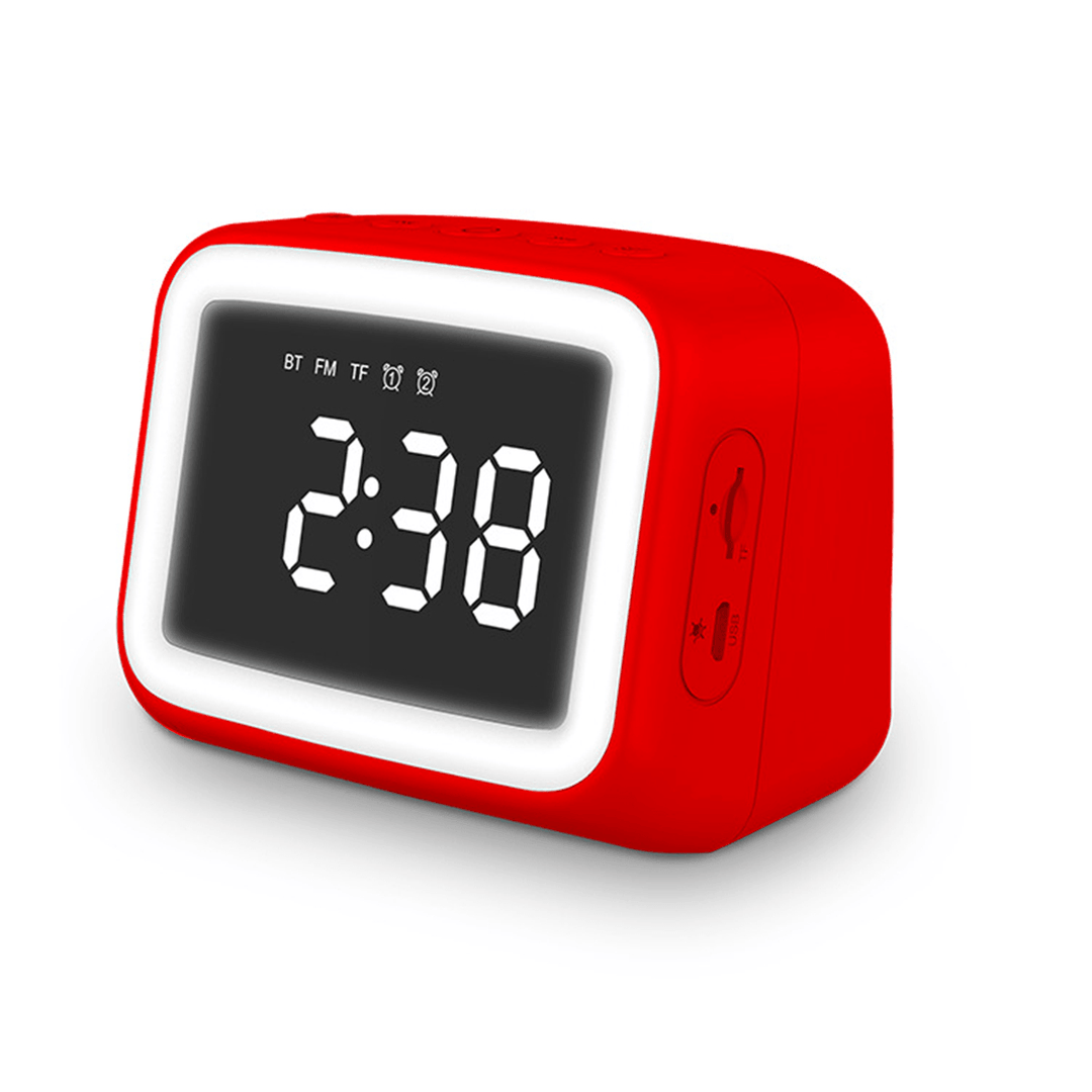 Digital Alarm Clock FM Radio Wireless Bluetooth 5.0 LED Mirror with Speaker - MRSLM