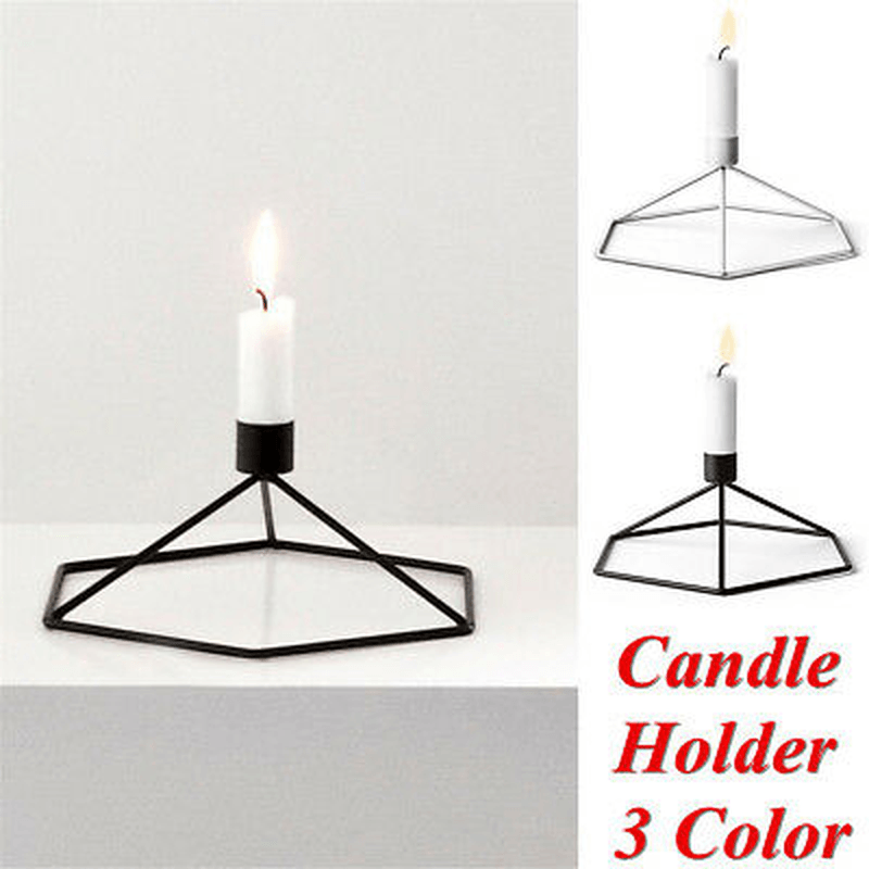 Nordic Style 3D Geometric Candlestick Metal Iron Tabletop Tealight Candle Holder - MRSLM