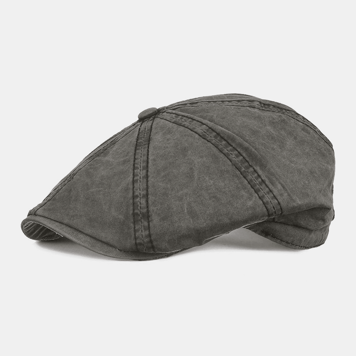 Men Cotton Washed Solid Color Casual Fashion Octagonal Hat Newsboy Hat Beret Hat - MRSLM
