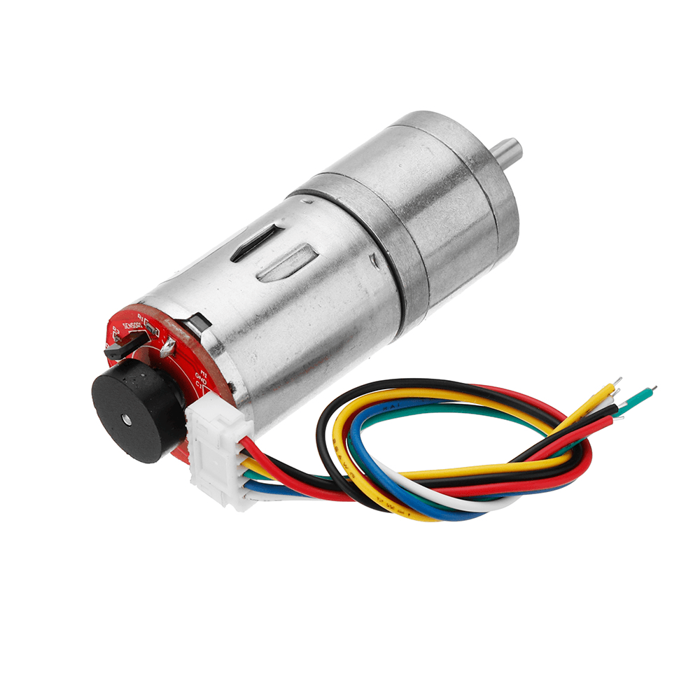 Machifit 25GA370 DC 12V Micro Gear Reduction Encoder Motor with Mounting Bracket and Wheel - MRSLM