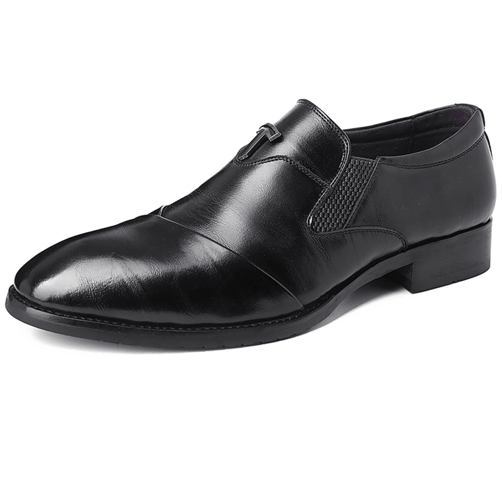 Men Pure Color Leather Business Dress Oxford Shoes - MRSLM