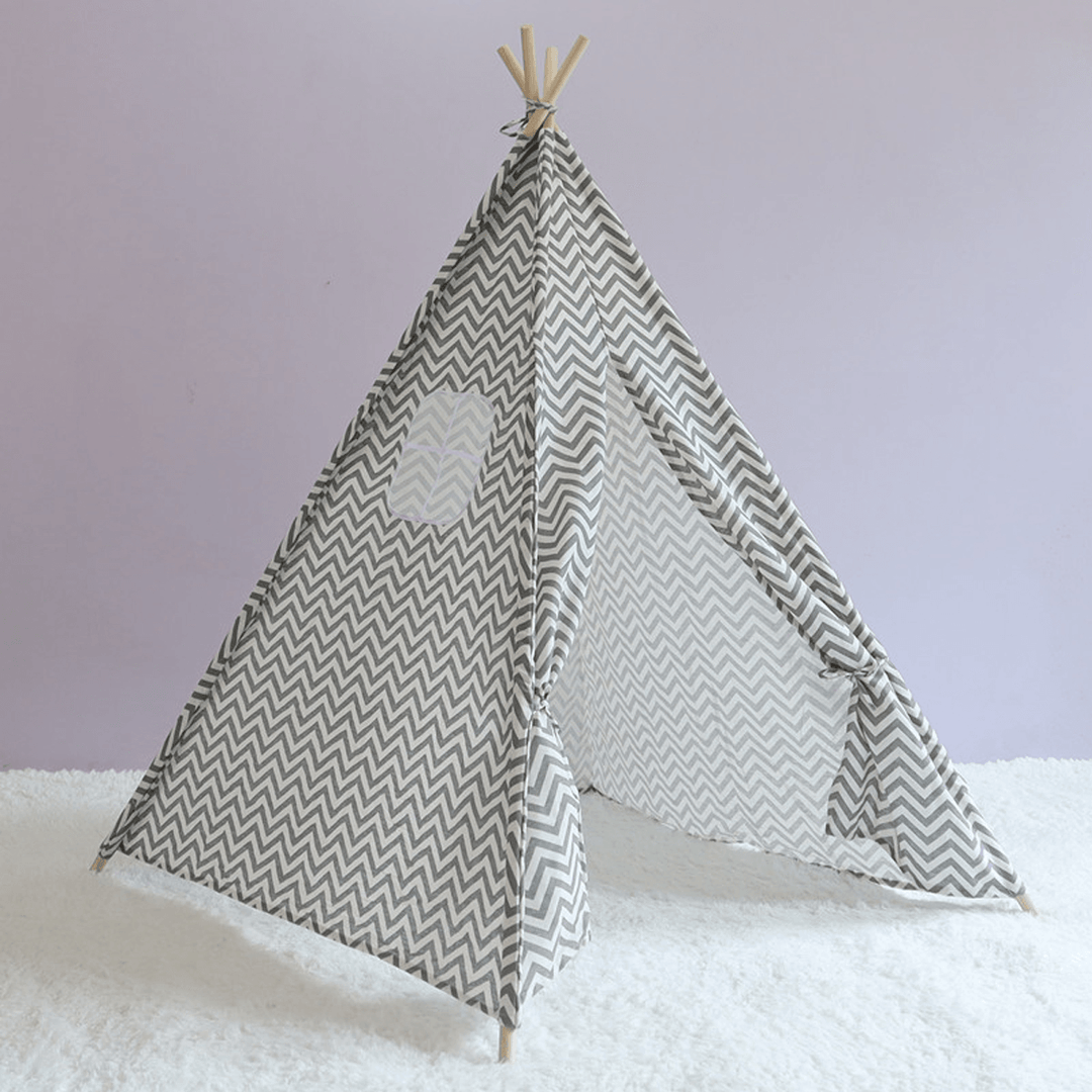 160Cm Bestgoods Miller Kids Toddler Play Tent Teepee 100% Natural Cotton Canvas Play House Children Baby Playing Sleeping Tent with Carrying Bag - MRSLM