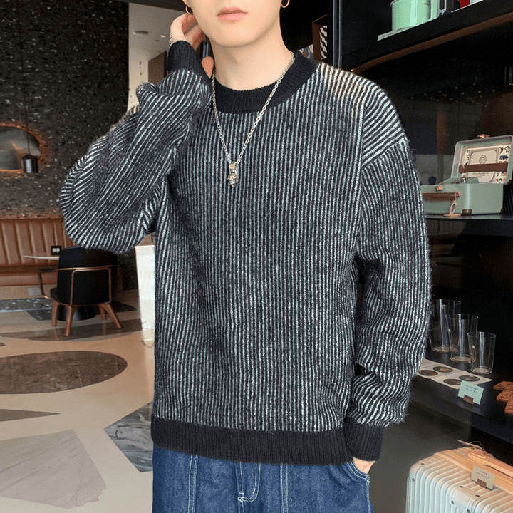 Sweater Men'S Loose round Neck Pullover Sweater - MRSLM