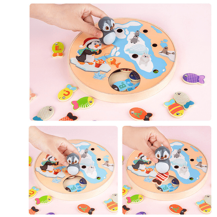 Magnetic Fishing Toy 3 Year Old Baby Puzzle Multifunctional Wooden - MRSLM