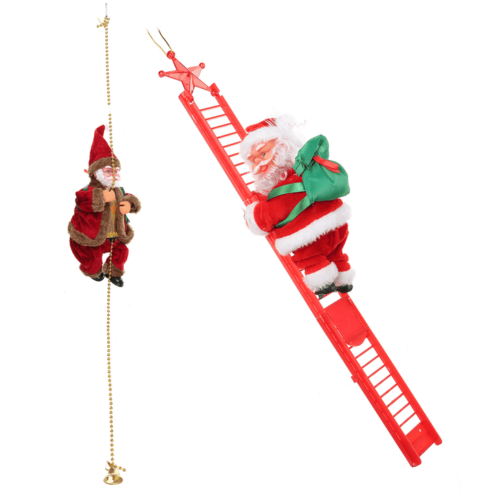 Electric Santa Claus Climbing Ladder Music Decor Christmas Tree Ornaments Gift - MRSLM