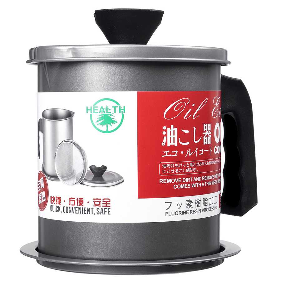1.4L Capacity Stainless Steel Residue Filter Oil Storage Can with Strainer for Kitchen Filter Oil Tool - MRSLM