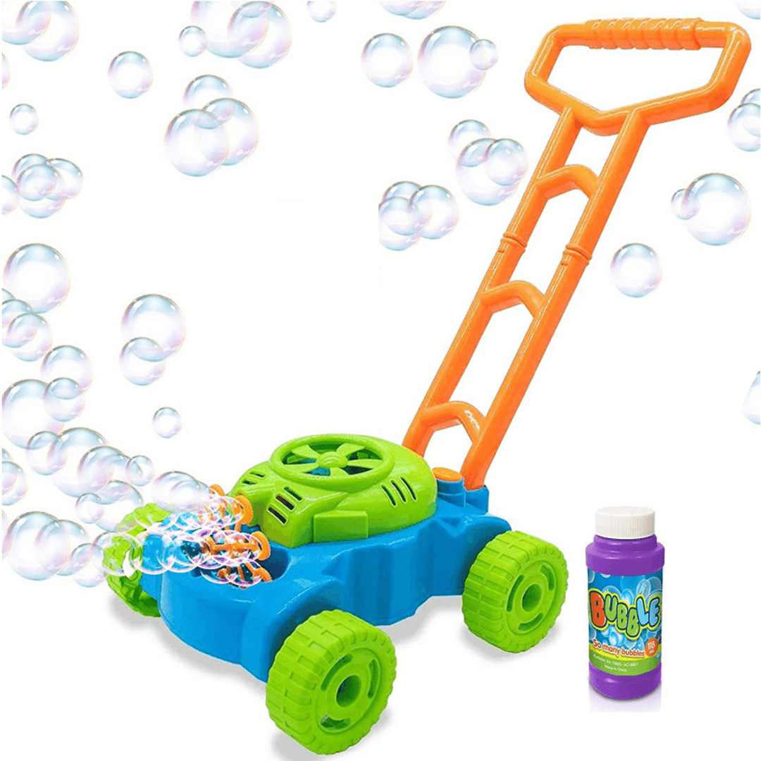 2 in 1 Children Automatic Bubble Machine+Garden Interactive Pushing Lawn Mower with Music Kids Toy Gift - MRSLM