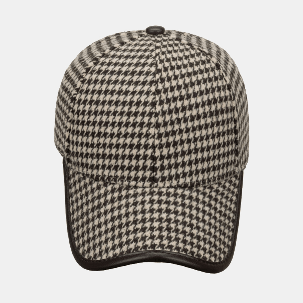 Unisex Polyester Houndstooth Pattern Baseball Cap British Retro Summer Sunshade Adjustable Hat - MRSLM