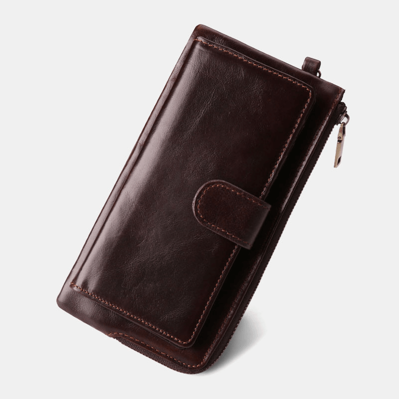 Women RFID Genuine Leather Multi-Card Slots Phone Bag Money Clip Wallet - MRSLM