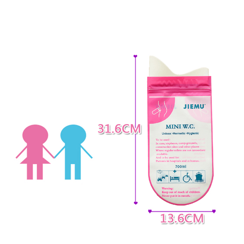 Ipree™ 4Pcs 700Ml Portable Urine Bag Travel Emergency Mini Toilet WC Disposable Urinal Storage Pack - MRSLM