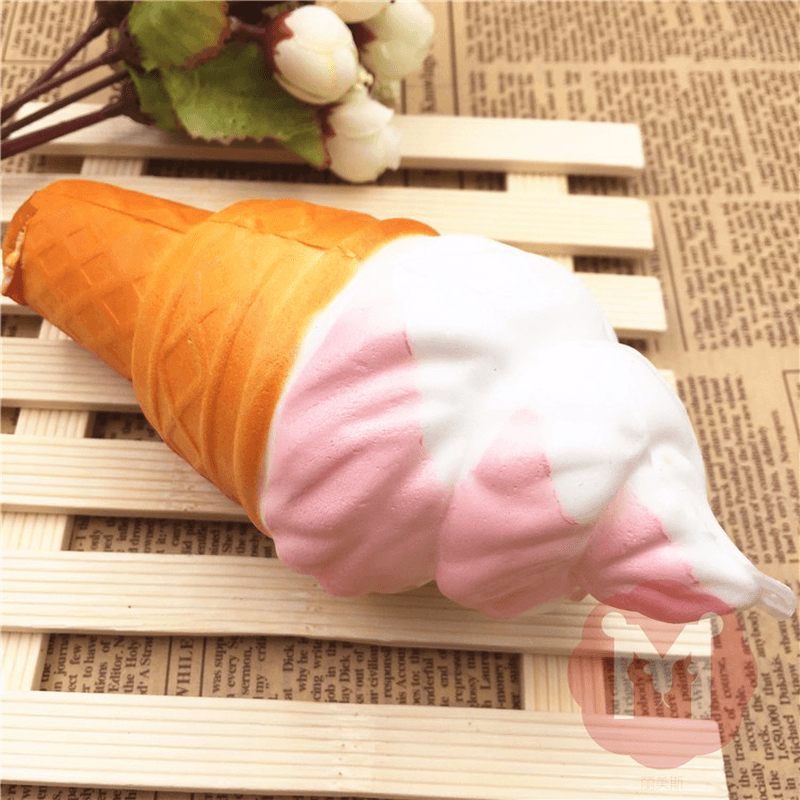 Squishy Jumbo Ice Cream Cone 17Cm Slow Rising Soft Collection Decor Gift Phone Bag Strap - MRSLM