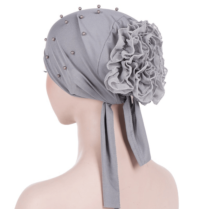 Women Vintage Floral Beanie Hat Summer Ethnic Style Flexible Breathable Turban Cap - MRSLM