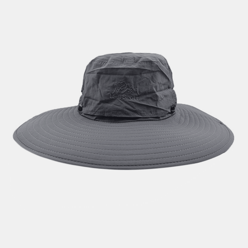 Men Summer UV Protection Wild Big Brim 12 Centimeters Visor Adjustable Sun Hat Bucket Hat for Fishing Mountaineering - MRSLM