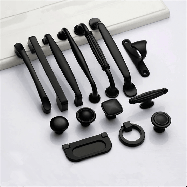 Aluminum Alloy Black Handles for Furniture Cabinet Knobs and Handles Kitchen Handles Drawer Knobs Cabinet Pulls Cupboard Handles Knobs - MRSLM