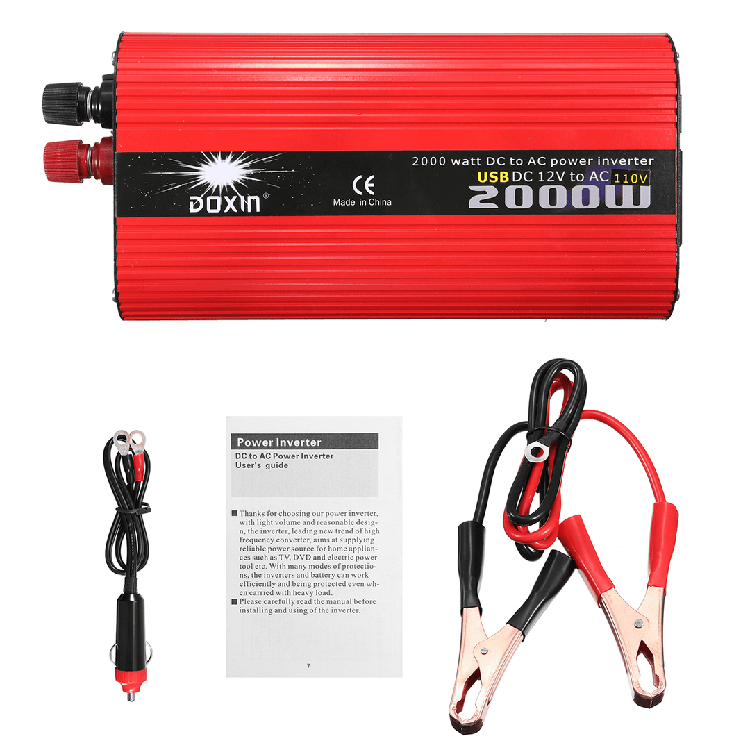 DOXIN® 2000W Solar Power Inverter DC 12V/24V to AC 220V/110V Modified Sine Wave Converter - MRSLM