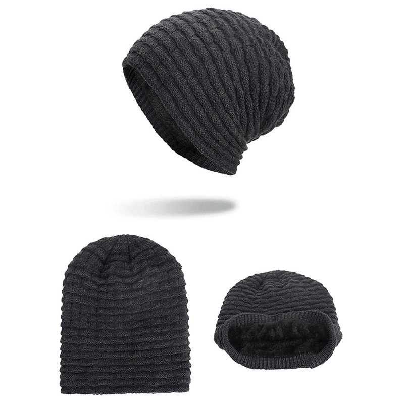 Men Women Special Stripe plus Velvet Knitted Hat Beanie Caps - MRSLM